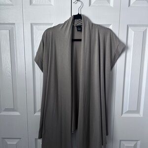 new directions taupe draped open-front cardigan